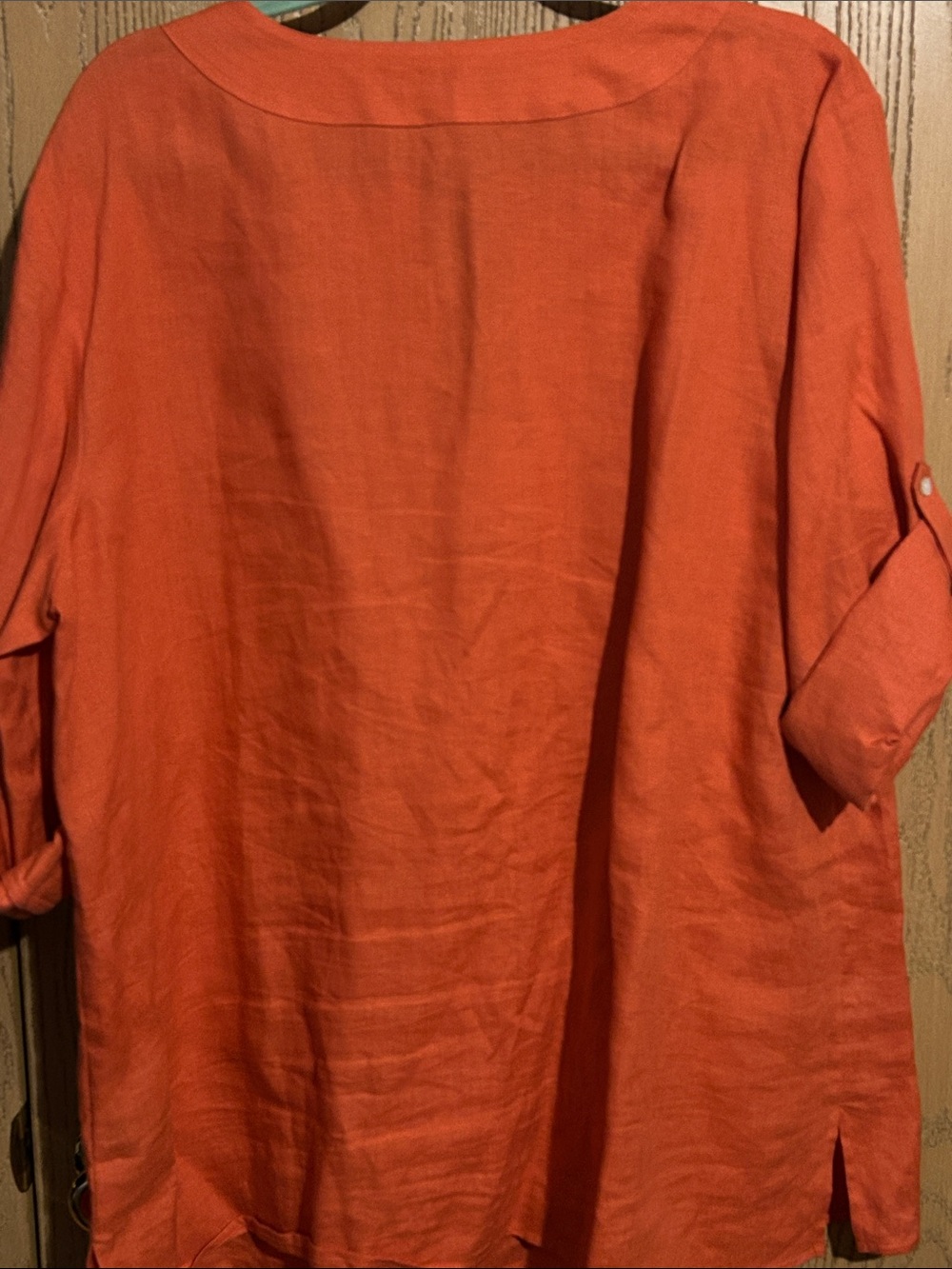 Lauren Ralph Lauren Orange Linen Split-Neck Tunic - Picture 7 of 8